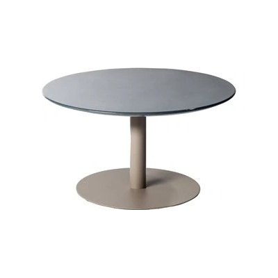 Tribu T-Table Tribu kulatý 90 x 35 cm rám lakovaná nerez white deska teak
