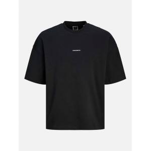 JACK & JONES Риза с къс ръкав Jack and Jones Men's Print Back Short Sleeve Crew Sweatshirt - Black