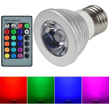 RGB LED žárovka E27 3W RGB s dálkovým ovladačem