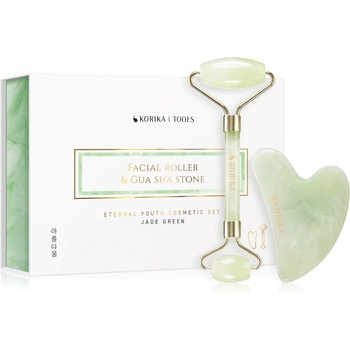 KORIKA Tools Face Roller & Gua Sha масажно валяче за лице и масажно приспособление Jade Green