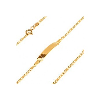 Šperky eshop zlatý náramok s platničkou tri oválne očká a článok s mriežkou GG25.19