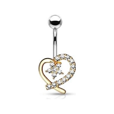 Šperky4U piercing do pupíku čiré zirkony WP0027-GD