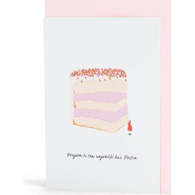 Bella Rose Přání k narozeninám Najväčší kus šťastia + obálka – SK, růžová barva, papír