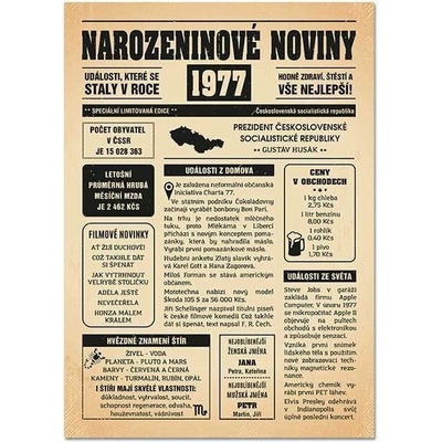 Narozeninové noviny 1977 - jednostranné - Štír, Starý papír