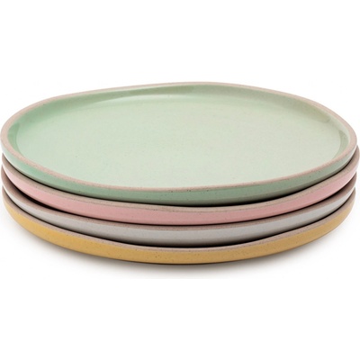 Jamie Oliver Big Love sada 4 kameninových talířů Ø 19 cm (žlutý zelený béžový růžový) JOBLPLAT19PK4