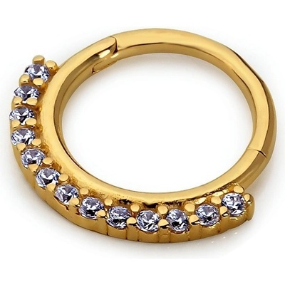Lillian Vassago Zlatý piercing kroužek zdobený zirkony LLV92-GPI020SP