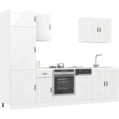 vidaXL Комплект кухненски шкафове, 7 части, "Porto", бяло гланцово инженерно дърво (3314783)