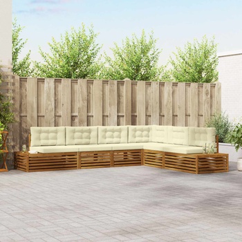 vidaXL Комплект дивани за открито 6 Брой Натурален и Крема (3374100)