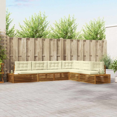 vidaXL Комплект дивани за открито 6 Брой Натурален и Крема (3374100)