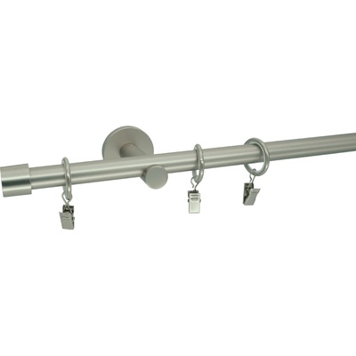 KovovégarnýžeCZ Rullo modern 19 mm Jednořadá Kroužky s háčky matný nikl 120 cm