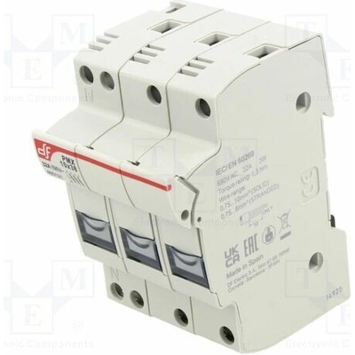 DF ELECTRIC 485121 Zásuvka; 10x38mm; na přípojnici DIN; 32A; 690VAC; Póly: 3+N; 750VDC