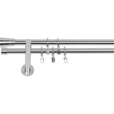 Dekodum Dvouřadá moderní garnýž Walec Basic 19 mm ocelový efekt 180 cm