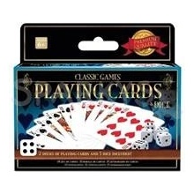 Klasické hry 2 balíčky hracích kariet a 5 kociek