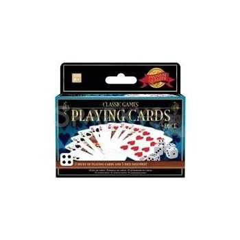 Klasické hry 2 balíčky hracích kariet a 5 kociek