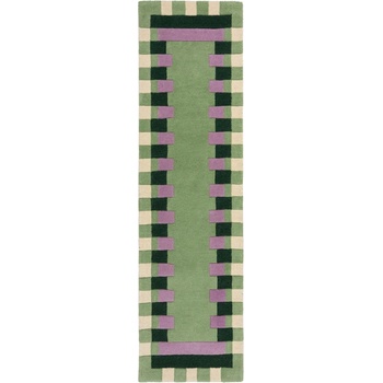 Flair Rugs Зелено-лилава ръчно изработена вълнена пътека 60x230 cm Kai Wool Border - Flair Rugs (503119376940)