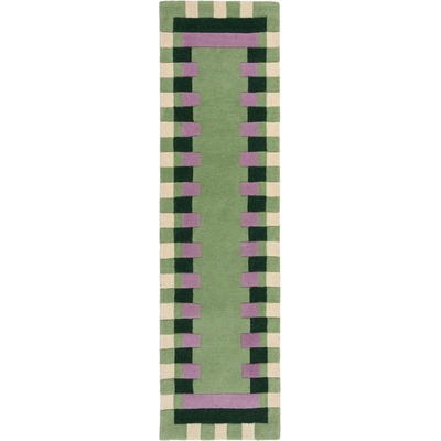 Flair Rugs Зелено-лилава ръчно изработена вълнена пътека 60x230 cm Kai Wool Border - Flair Rugs (503119376940)