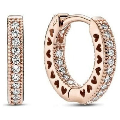 PANDORA Kruhové náušnice Rose Pavé srdce 286317C01