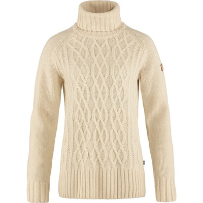 Fjällräven Дамски вълнен пуловер Fjällräven Women's Övik Cable Knit Roller Neck Wool jumper - Chalk White - размер XL (105-4008-0116)