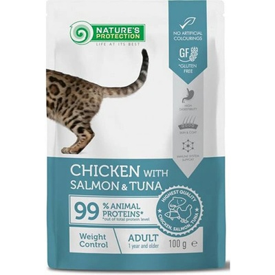Nature's Protection Cat Weight Control Chicken Salmon a Tuna 22 x 100 g