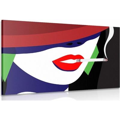 Obraz žena v klobúku v pop art štýle