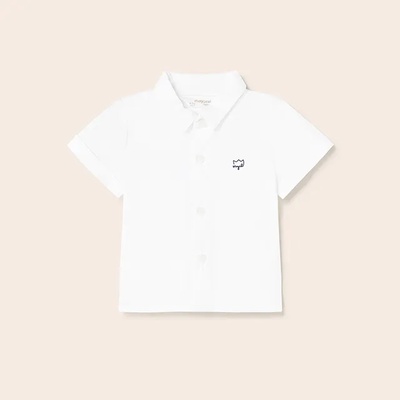 MAYORAL Риза с къс ръкав в бяло за новородено момче Майорал