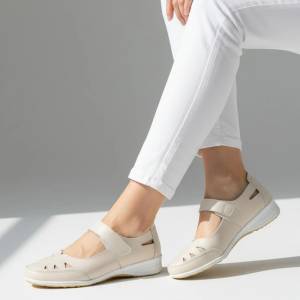  Обувки естествена кожа W186093 Beige
