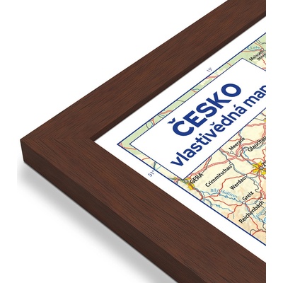 Excart Maps Česko – nástěnná vlastivědná mapa 136 x 87 cm Varianta: mapa v dřevěném rámu, Provedení: Pegi višeň