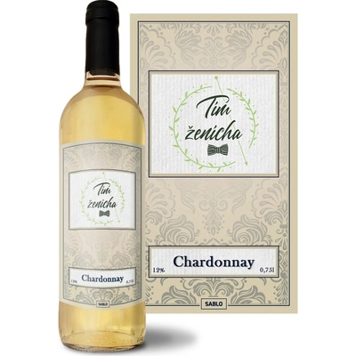 Sablio Tím ženícha Motýlek Chardonnay biele suché víno 12 % 0,75 l (čistá fľaša)