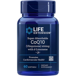 Life Extension Мощен антиоксидант за здраво сърце - Коензим Q10 (убиквинон) 100 mg + d-Лимонен, 60 софтгел капсули (01951 LE)
