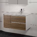 InterCeramic Конзолен шкаф за баня InterCeramic ICP 9150R - PVC, бял и дървесен с порцеланов умивалник 9066R (ICP 9150R)