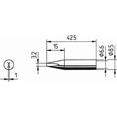 Ersa 842 ED spájkovací hrot dlátová forma Veľkosť hrotov 3.2 mm Dĺžka hrotov 42.5 mm Obsah 1 ks