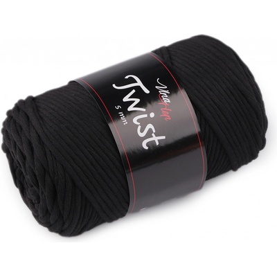 Bavlněná pletací příze Twist macrame 500 g rozčesávací, střední, 13 (8001) černá