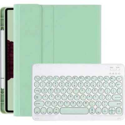 Калъф с клавиатура с кръгли клавиши и място за Apple Pencil за iPad 10, 2" (2019-2021) / Air 3 (2019) / Pro 10, 5" - зелено (69725)
