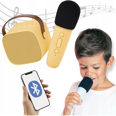 LALARMA bezdrátový karaoke set mikrofon dětský reproduktor YELLOW