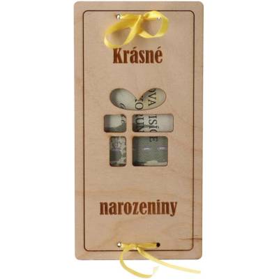 ČistéDřevo Dřevěná obálka na peníze - Krásné narozeniny