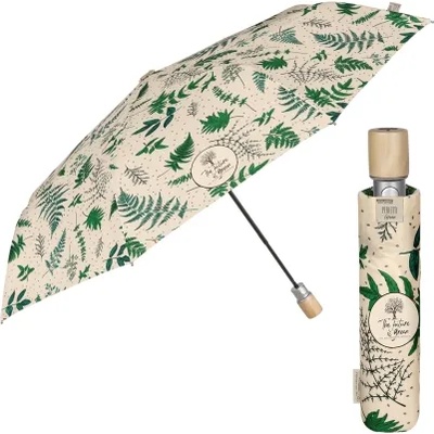 Дамски автоматичен чадър Perletti Green 19112, Зелени листа