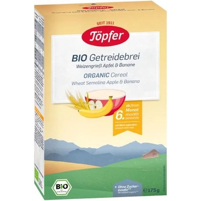 Töpfer Безмлечна био каша Töpfer - Пшеничен грис, ябълка и банан, 175 g (4006303004840)