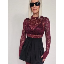 Cottelli - priesvitné čipkované body bordová