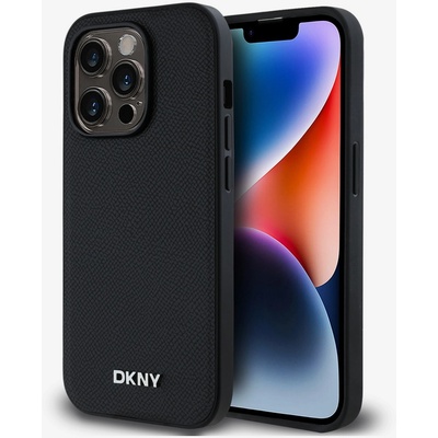 DKNY PU Кожа Silver Metal Logo Magsafe заден капак за iPhone 14 Pro Max Black DKNY DKNY | Cheren | МЪЖЕ | UNI