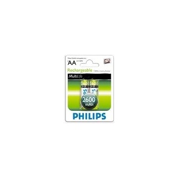 TP VISION Philips Rechargeable battery HR6 AA, 2600 mAh, 2-blister (R6B2A260/10)