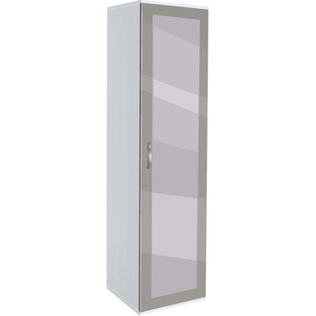 Bogdan Furniture G Еднокрилен гардероб Memo. bg, модел BM-Ava 11 с огледало, бял гланц и сиво