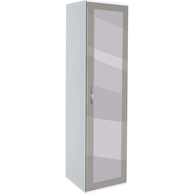 Bogdan Furniture G Еднокрилен гардероб Memo. bg, модел BM-Ava 11 с огледало, бял гланц и сиво