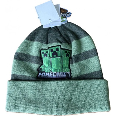 pletená čepice Minecraft zelená