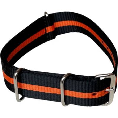 Buzzufy Натурален нейлонов каишка за часовник Buzzufy черен с оранжева ивица 20 мм