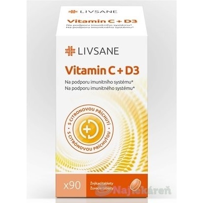 Livsane Vitamín C + D3 žuvacie tabliety 90 ks