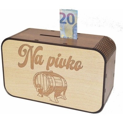 Drevená pokladnička s nápisom - Na pivko