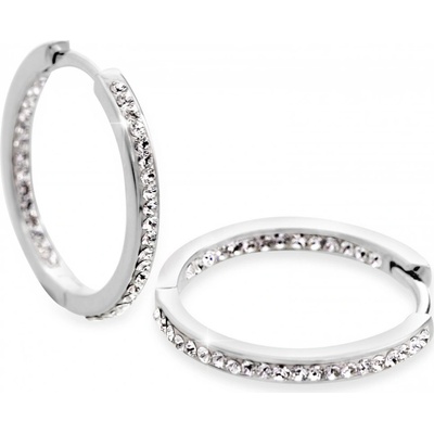 JSB Stříbrné bílé kruhy s krystaly Swarovski Elements Krystal 14665
