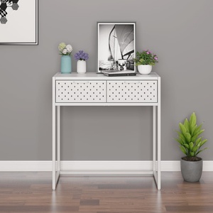 vidaXL Конзолна маса, бяла, 72x35x75 cм, стомана (335890)