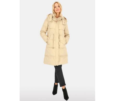 Perso long real down jacket beige