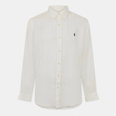 Ralph Lauren Риза с дълъг ръкав Polo Ralph Lauren Linen Long Sleeve Shirt - White